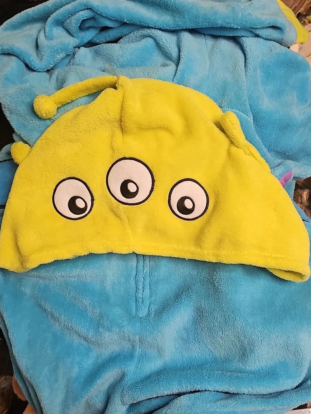 Vintage Adult Toy Story Blue Alien Hooded One-Piece Pajamas